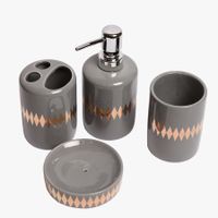 4 Piece Bathroom Lotion Dispenser Set - Grey Ceramic